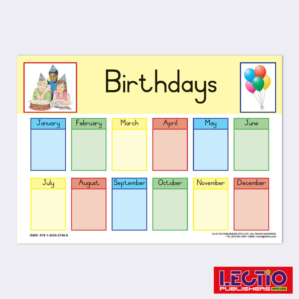 Birthdays Chart Lectio Publishers